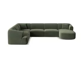 Velvet Modular Panoramic Left Corner Sofa, "Campi", 7 Seats, 330x255x70 Made in Europe