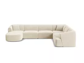 Velvet Modular Panoramic Right Corner Sofa, "Campi", 7 Seats, 330x255x70 Made in Europe