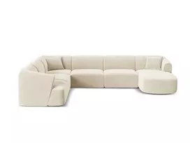 Velvet Modular Panoramic Left Corner Sofa, "Campi", 7 Seats, 330x255x70 Made in Europe