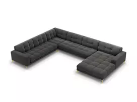 Velvet Panoramic Left Corner Sofa, "Bali", 7 Seats, 327x256x75 Made in Europe