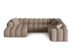 Velvet Panoramic Right Corner Sofa, "Treno", 4 Seats, 330x240x70 Made in Europe