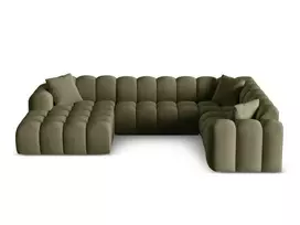 Velvet Panoramic Right Corner Sofa, "Treno", 4 Seats, 330x240x70 Made in Europe