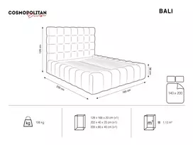 Velvet Storage Bed With Headboard, "Bali", 230x165x125 Made in Europe