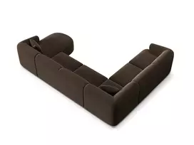 Velvet Modular Panoramic Left Corner Sofa, "Campi", 7 Seats, 330x255x70 Made in Europe