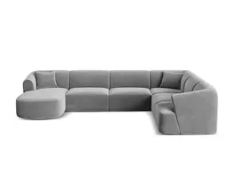 Velvet Modular Panoramic Right Corner Sofa, "Campi", 7 Seats, 330x255x70 Made in Europe