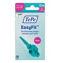 TePe, tarpdančių šepetėliai EasyFit S/M, 6 vnt., dėžutė