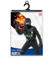 S.W.A.T. (bulletproof vest, mask, badge, gun, handcuffs, radio, flashlight, hand grenade, binoculars)