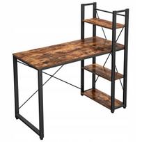 Rašomasis stalas Begryf su lentynomis, 120x60x120 cm, rudas/juodas, MDF ir metalas, loft stilius