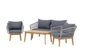 Sodo baldų komplektas Chania stalas, sofa ir 2 kėdės, pilkas