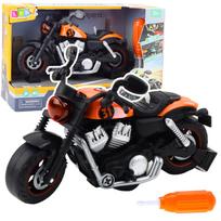 Oranžinis surenkamas motociklas su garsais ir šviesomis