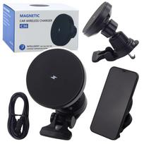 Magnetinis telefono laikiklis automobiliui su belaidžiu įkrovimu 15W