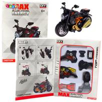 Surenkamas motociklo modelis 1:14 juodas oranžinis