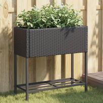 Sodo loveliai su lentyna 2vnt juodi 70x28x70cm poliratanas