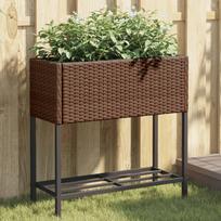 Sodo loveliai su lentyna 2vnt rudi 70x28x70cm poliratanas