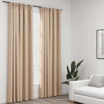 Naktinės užuolaidos su kabliukais 2vnt smėlio 140x245cm