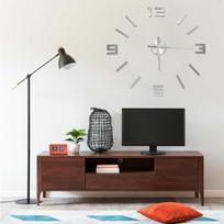 Sieninis laikrodis sidabrinis 100cm modernus 3D XXL