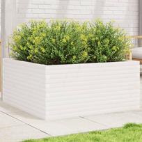 Sodo lovelis baltas 100x100x46cm pušies medienos masyvas