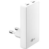 Goobay USB-C PD GaN 90° Dual Fast Charger 65W (White, 65 Watt) 75726