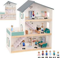 Tooky Toy Didelis medinis lėlių namelis su figūrėlėmis | 6972633372264 | 6972633372264