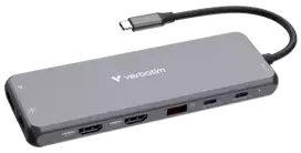 Verbatim USB-C 13w1 - 2xHDMI/DP/ Eternet/6xUSB-A/Jack 3.5mm/2xUSB-C aluminiowy