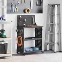 vidaXL vežimėlis įrankiams su lentyna ir ratu Black 65 x 35 x 111 cm Metalas | 874546 | 8721288622778