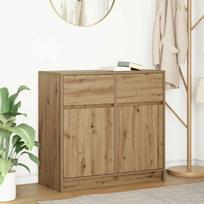vidaXL Komoda z szufladą Artisan Oak 80x34x76 cm Drewno klejone (861543) | 861543 | 8721158704627