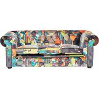 Beliani Sofa 3-osobowa patchworkowa żółta CHESTERFIELD | 51241 | 4260580920761
