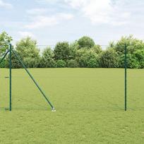 vidaXL Płot heksagonalny Zielony 1.6x100 m Stal, Słupki ogrodzeniowe z kolcem 13 szt. 32 mm 180 cm stal ocynkowana | 3353182 | 8721158260147