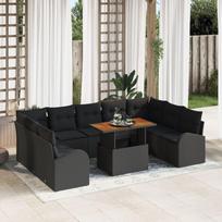 vidaXL Zestaw czarnych kanap ogrodowych vidaXL z poduszkami, Sofa ogrodowa 2-osobowa vidaXL z schowkiem i poduszkami | 3358368 | 8721288385710