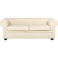 Beliani Sofa 3-osobowa skórzana kremowa CHESTERFIELD | 2841 | 4260580934355
