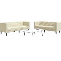 vidaXL vidaXL 2-cz. zestaw wypoczynkowy Chesterfield, kremowy, sztuczna skóra | 3209275 | 8721012289666