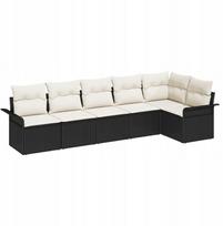 vidaXL Zestaw Sofy Ogrodowej z 6 Elementami vidaXL z Poduszkami Czarny Polirattan, Sofa Ogrodowa 2-osobowa vidaXL z Przechowalnią i Poduszkami Czarny Polirattan | 3354046 | 8721288343178
