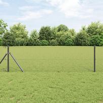 vidaXL Ogrodzenie z drutu spawanego z 13 słupkami Szare 0.8x100 m Stal | 3351907 | 8721158270702