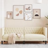 vidaXL vidaXL Sofa Chesterfield, trzyosobowa, kremowa, sztuczna skóra | 372667 | 8721012400535