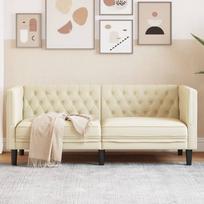 vidaXL vidaXL Sofa Chesterfield, 2-os., kremowa, tapicerowana sztuczną skórą | 372660 | 8721012400467