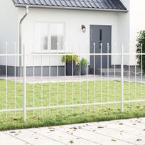 vidaXL Ogrodzenie z ostrym szczytem, białe, 6,8x1 m, stal | 3334080 | 8721158858917