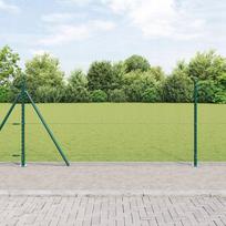 vidaXL Ogrodzenie Hexagon Zielone 0,8x50 m Stal, Słupki ogrodzeniowe z podstawami 13 sztuk 32mm 90cm Stal ocynkowana | 3353549 | 8721158263810