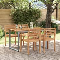 vidaXL Stół do jedzenia na zewnątrz szary 140x80x75 cm stal i drewno akacjowe (4010594) | 4010594 | 8721158784292