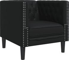 vidaXL Fotel Chesterfield, czarny, tapicerowany sztuczną skórą | 372652 VidaXL | 8721012400382