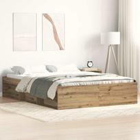 vidaXL Rama łóżka bez materaca Artisan Oak 140x190cm Drewno klejone | 3328884 VidaXL | 8721158758750