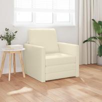 vidaXL Wielofunkcyjny fotel sofy 2 w 1 Kremowy 74x77x81 cm ze sztucznej skóry (4106631) | 4106631 | 8721158715517