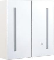 Shumee Szafka łazienkowa wisząca biała z lustrem LED 60x60 cm Chabunco | 293080 | 4251682264532