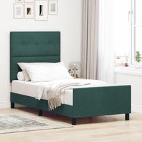 vidaXL Stelaż łóżka Ciemnozielony 90x200 cm Aksamit | 3344918 | 8721288339652