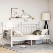 vidaXL Stelaż łóżka dziennego z wysuwaną sypialnią Biały 90x200 cm Stal | 42002680 | 8721158843647