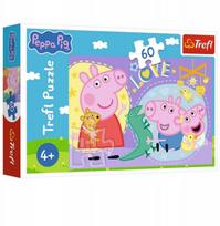 Dėlionė Trefl Peppa Pig Laimingas paršelis, 60 dalių, spalvingas edukacinis smagumas