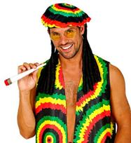 Karnavalinis kostiumas, Rasta, Widmann, 3 dalys su kepure su dredais, akiniais ir cigarete