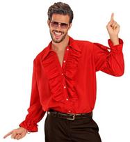 RED RUFFLE SHIRT for Medieval, Renaissance, Colonial, Gothic, Flamenco, Pirate, Vampire, Disco