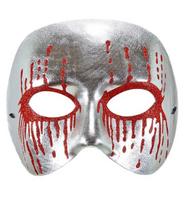 UNISEX SILVER PSYCHO MASK WITH RED BLEEDING EYES