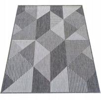Pilkas šiuolaikinis dvipusis pintas kilimas ZARA 200x290 cm, tinka naudoti terasoje ar balkone