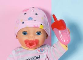 Kūdikių buteliuko ir čiulptuko rinkinys Baby Born Little 36 cm – įvairios spalvos, kompaktiškas dydis, lengvai suimamas dizainas